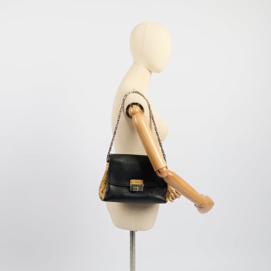 Christian Dior Shoulder Bag Diorling - Small in Black, Exotic Effect Leather — Side View