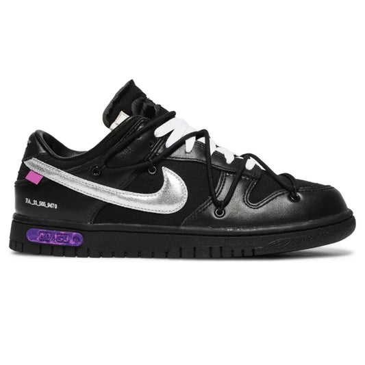 Off-White x Nike Dunk Low 'Lot 50 of 50' — UK 3 | EU 35.5 | US 3.5 — Side View