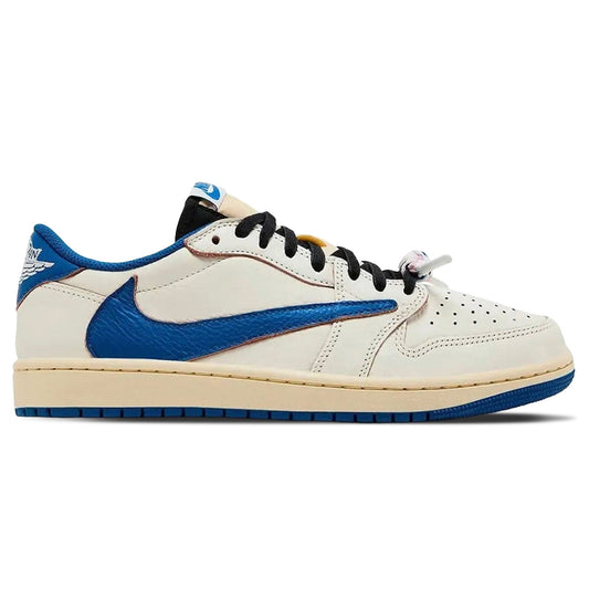 Fragment Design x Travis Scott x Air Jordan 1 Retro Low OG 'White Blue' — UK 3 | EU 35.5 | US 3.5 — Side View