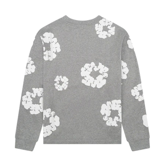 Denim Tears The Cotton Wreath Long Sleeve Tee 'Grey' — XXS — Side View