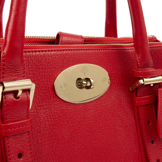 Mulberry Tote Bayswater Double Zip Tote in Scarlett, Leather — Side View