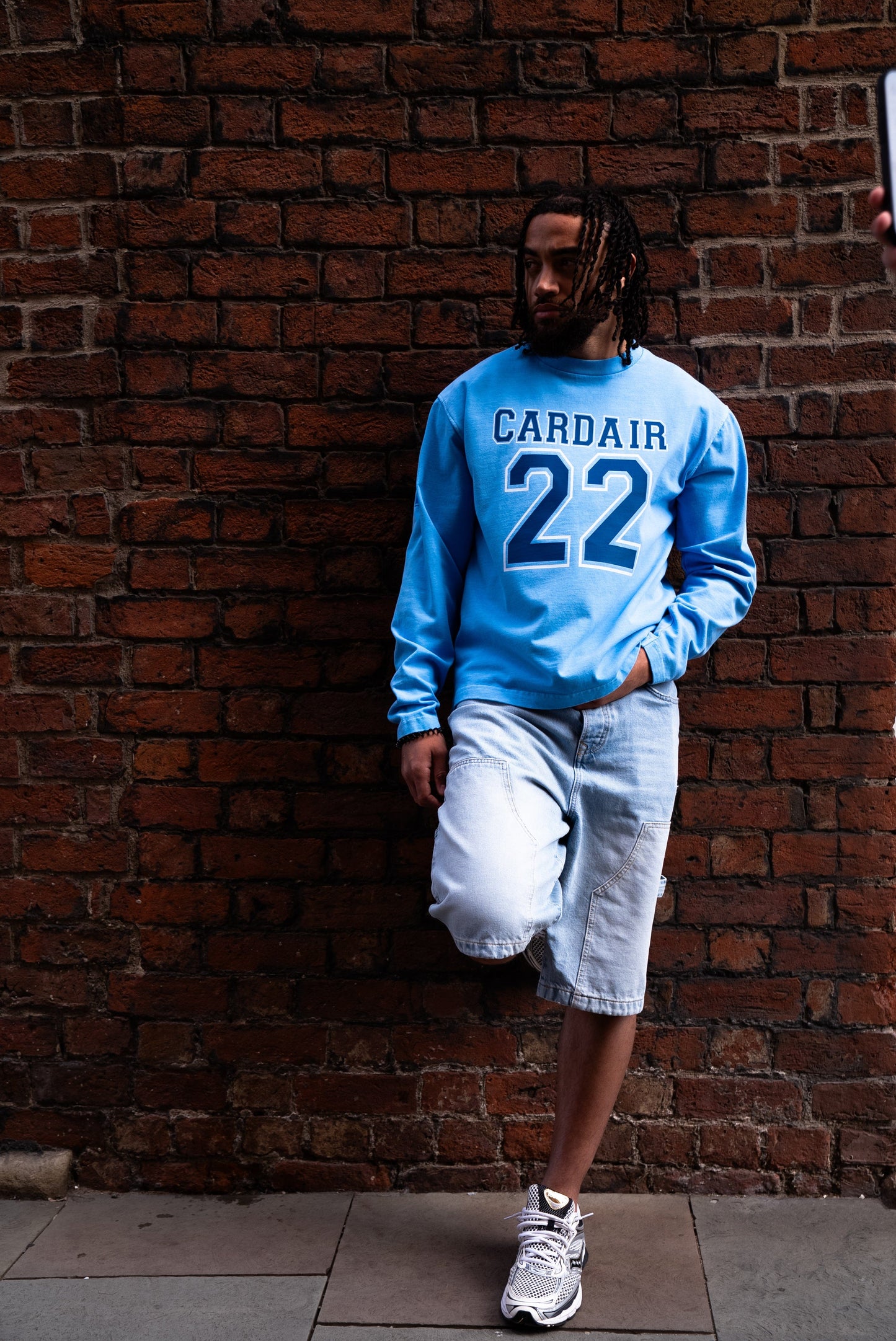 Cardair Varsity Long Sleeve T Shirt - Sky Blue — S — Back View