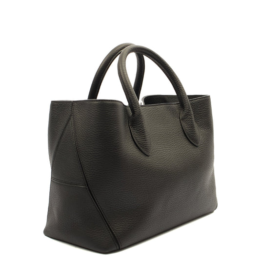Aspinal of London Tote London Tote - Midi in Black, Leather — Side View