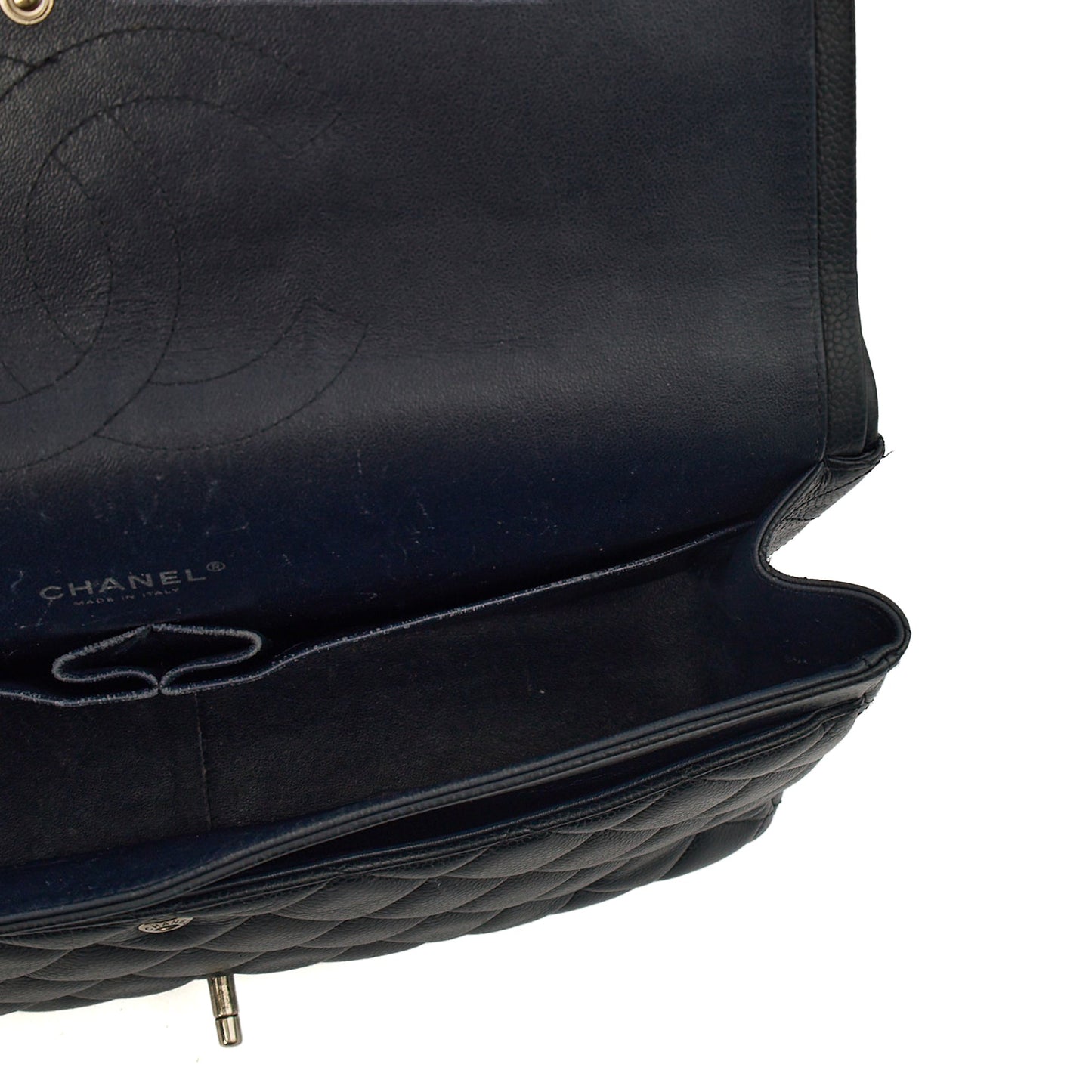 Chanel Shoulder Bag Classic - Maxi in Navy, Lambskin Leather — Alternate View 12