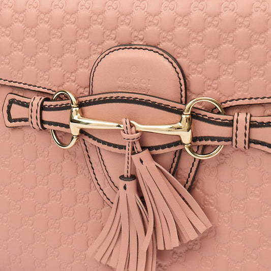 Gucci Emily Shoulder Bag in Pink, Guccissima — Side View