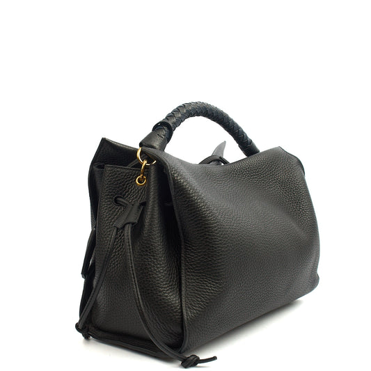 Mulberry Tote Iris - Large in Black, Calfskin Leather — Side View
