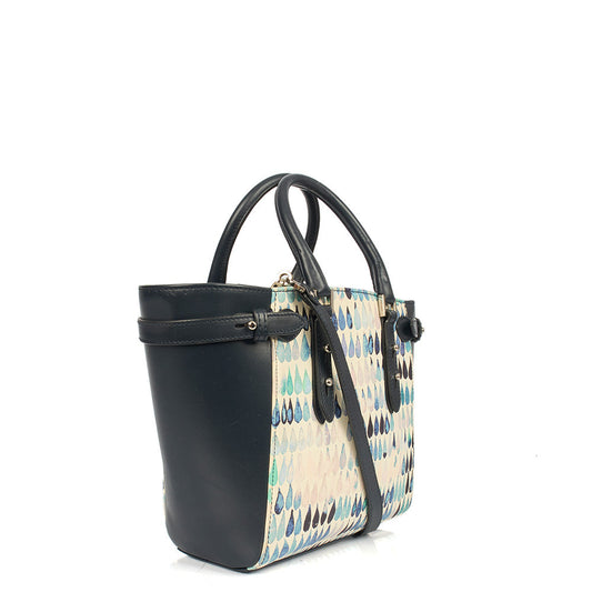 Aspinal of London Top Handle Marylebone Tote - Mini in Blue, Leather — Side View