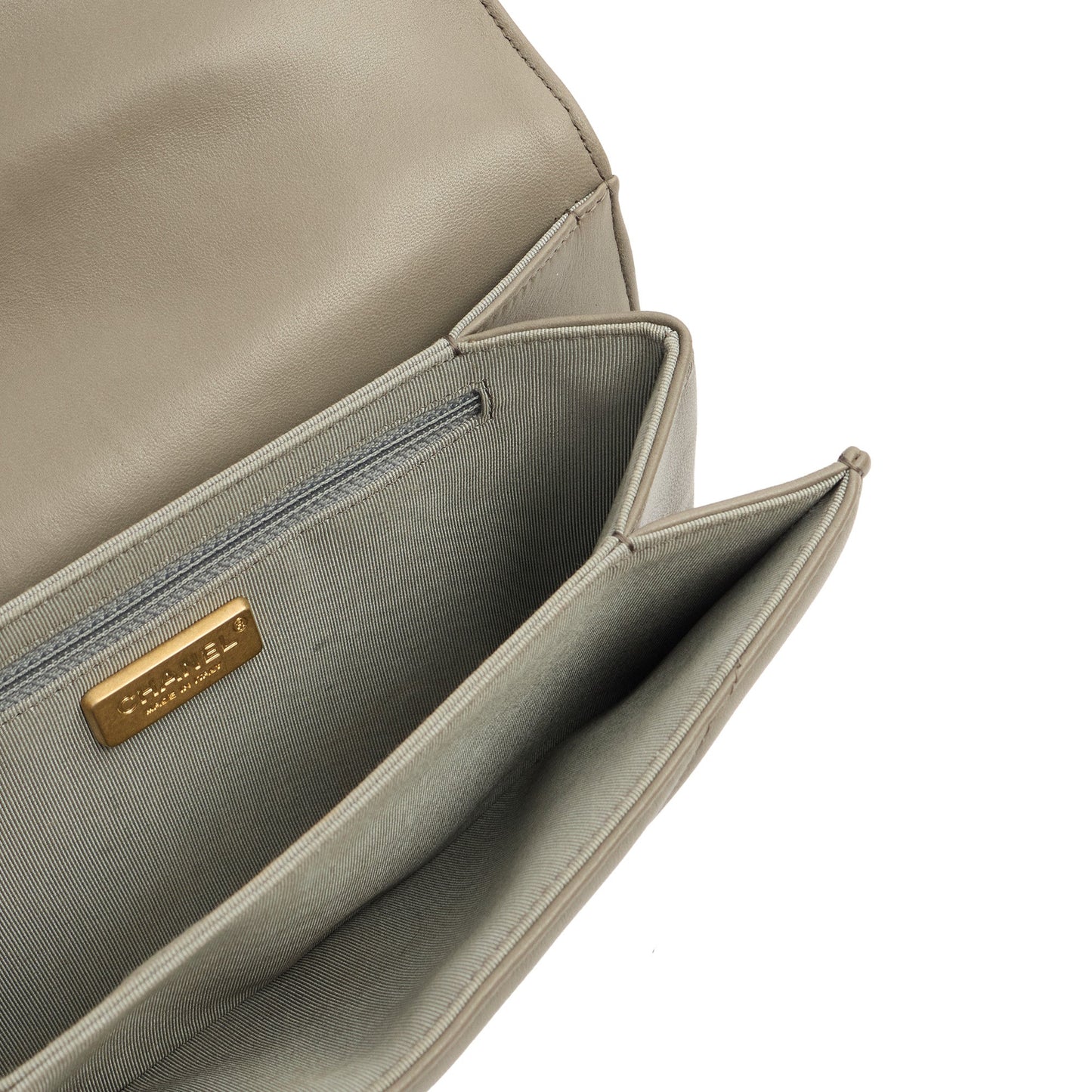 Chanel Clutch Pouch Wristlet in Grey, Lambskin Leather — Alternate View 24