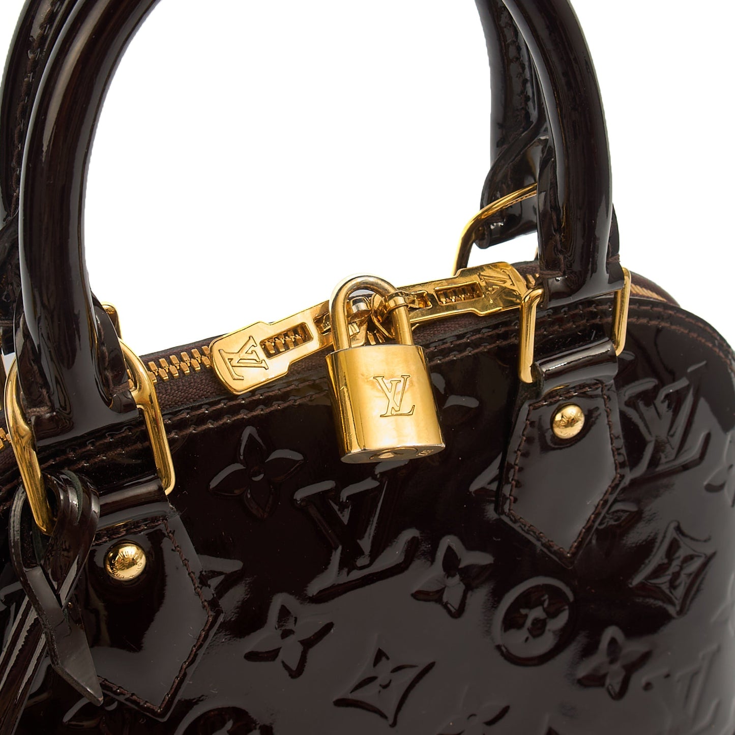 Louis Vuitton Top Handle Alma BB in Amarante, Vernis — Alternate View 18