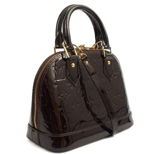 Louis Vuitton Top Handle Alma BB in Amarante, Vernis — Side View