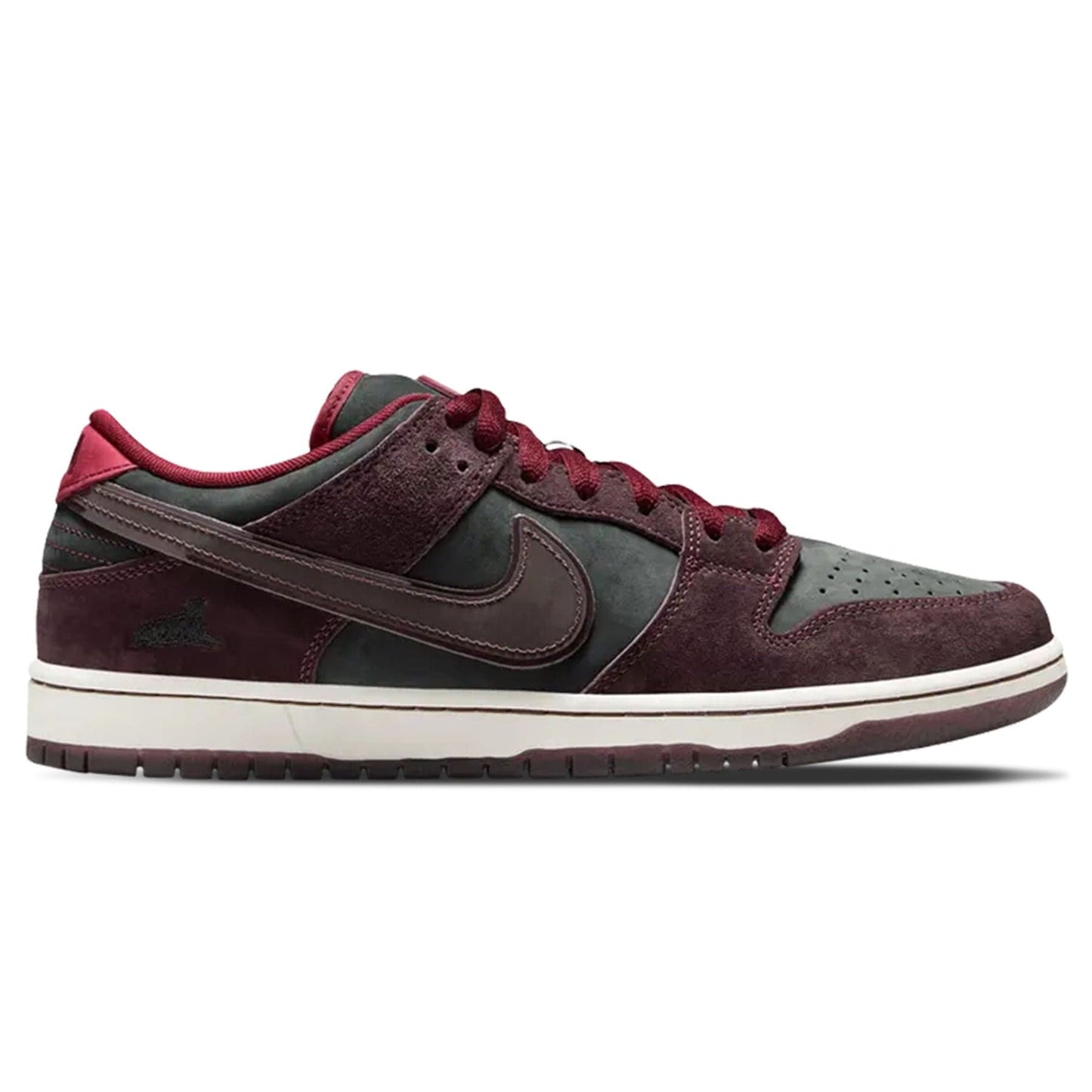 RIOT Skateshop x Nike Dunk SB Low 'Mahogany Dark Beetroot' — UK 3 | EU 35.5 | US 3.5 — Side View
