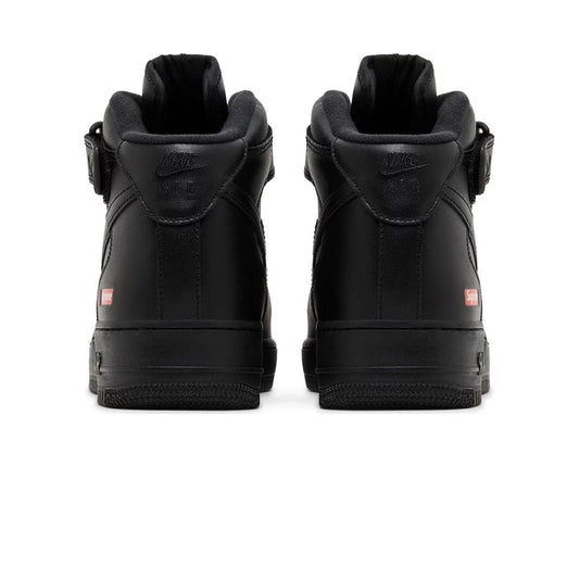 Supreme x Air Force 1 Mid 'Box Logo - Triple Black' — UK 3 | EU 35.5 | US 3.5 — Side View
