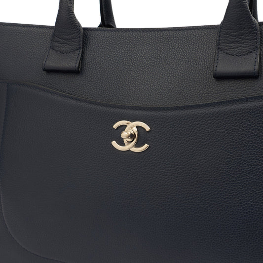 Chanel Tote Executive Shopper Tote in Blue, Calfskin Leather — Side View