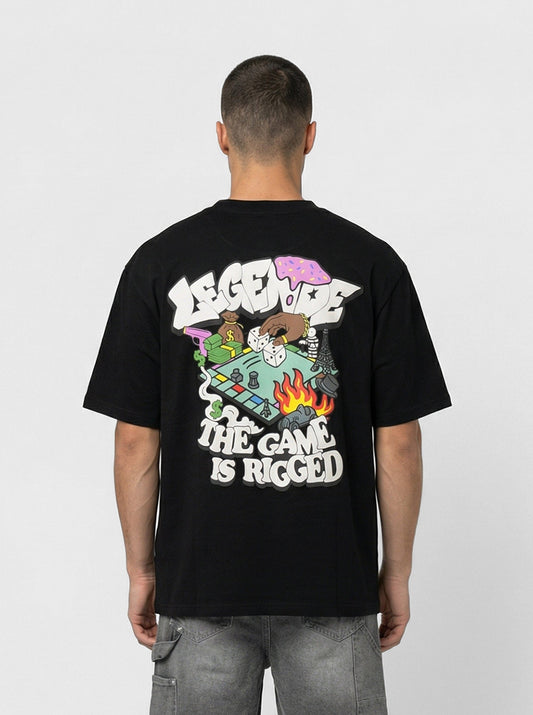 Legende Paris GAME IS RIGGED T-SHIRT - BLACK — XS — Side View