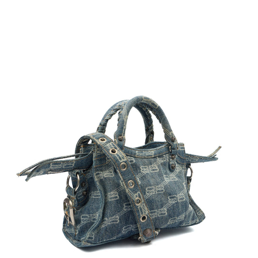 Balenciaga Mini Bag Neo Cagole XS in Blue, Canvas — Side View