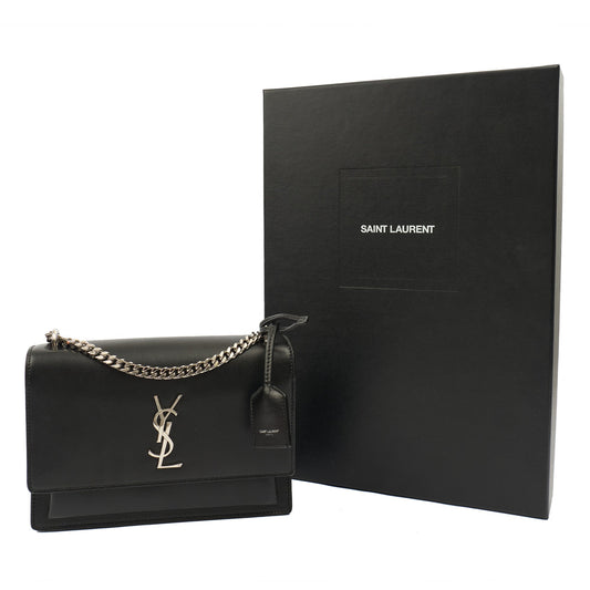 Saint Laurent Cross Body Sunset - Small in Black, Leather — Side View