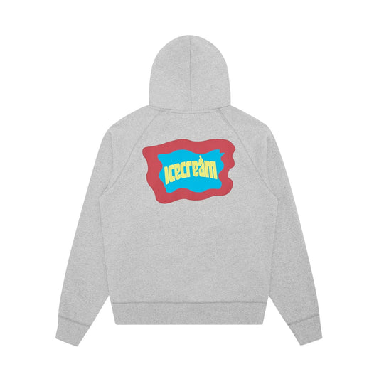 ICECREAM Block Logo Zip Through Hoodie 'Heather Grey' — XXS — Side View
