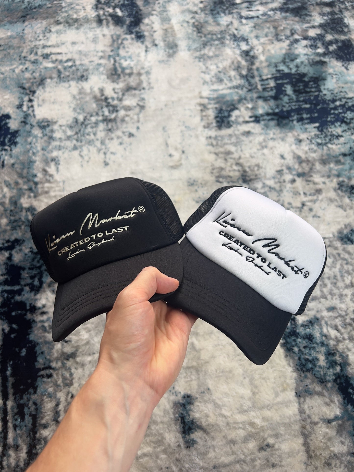 KAIZEN MARKET AUTOGRAPH TRUCKER HAT WHITE — ONE SIZE — Top View
