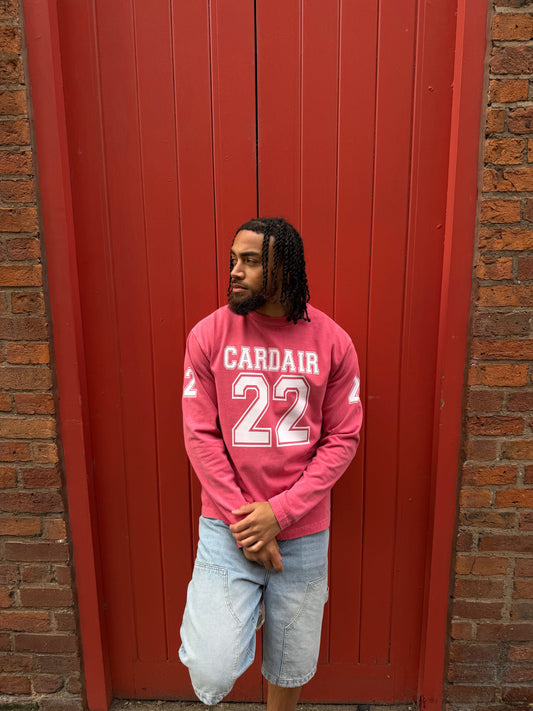 Cardair Varsity Long Sleeve T Shirt - Red — S — Side View