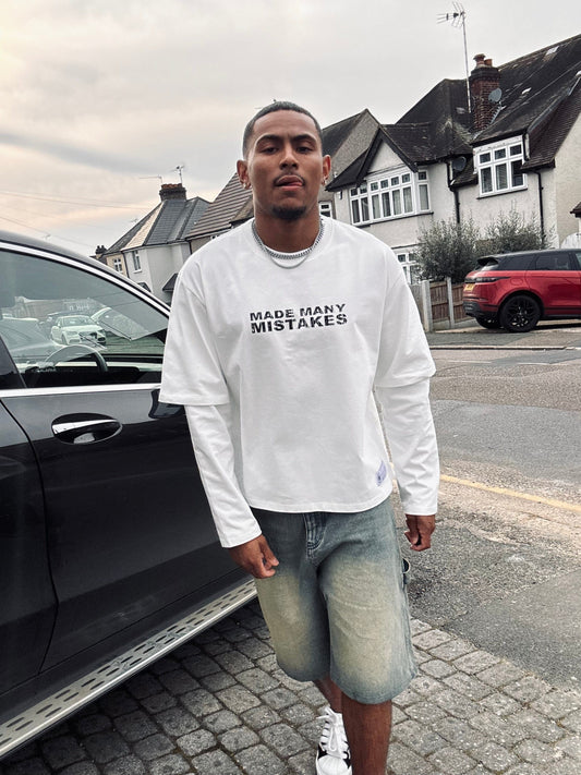 Benir Clothing Made Many Mistakes T-Shirt - Off White — XS — Side View