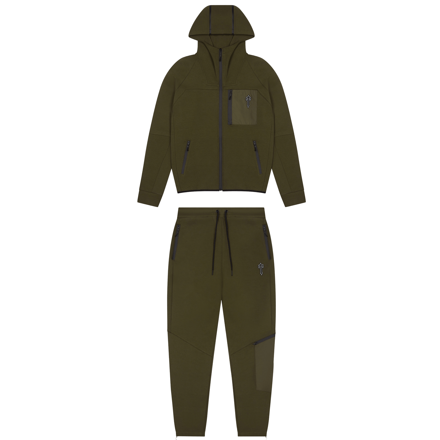 Trapstar Irongate T Fleece Zip Tracksuit-Olive — XXS — Front View