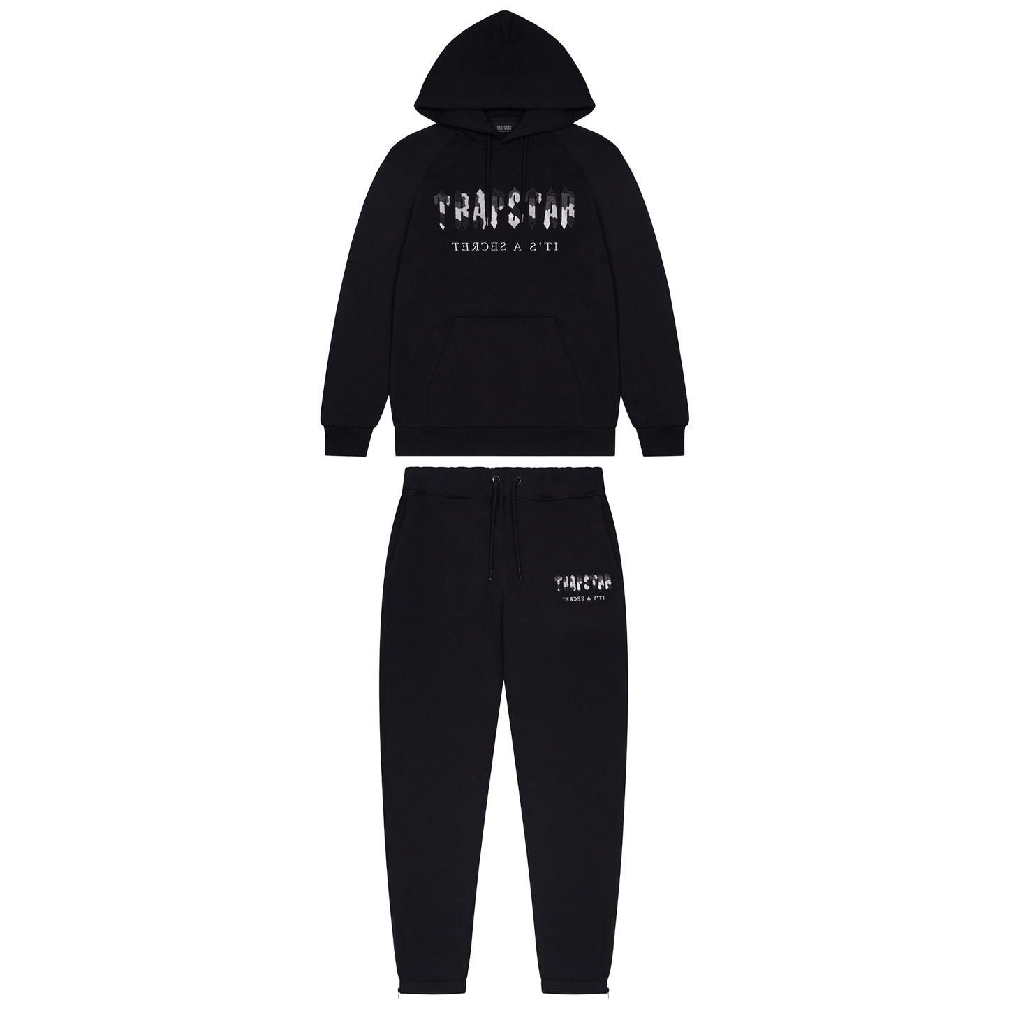 Trapstar Chenille Decoded Hooded Tracksuit - Black Camo Edition — XXS — Front View
