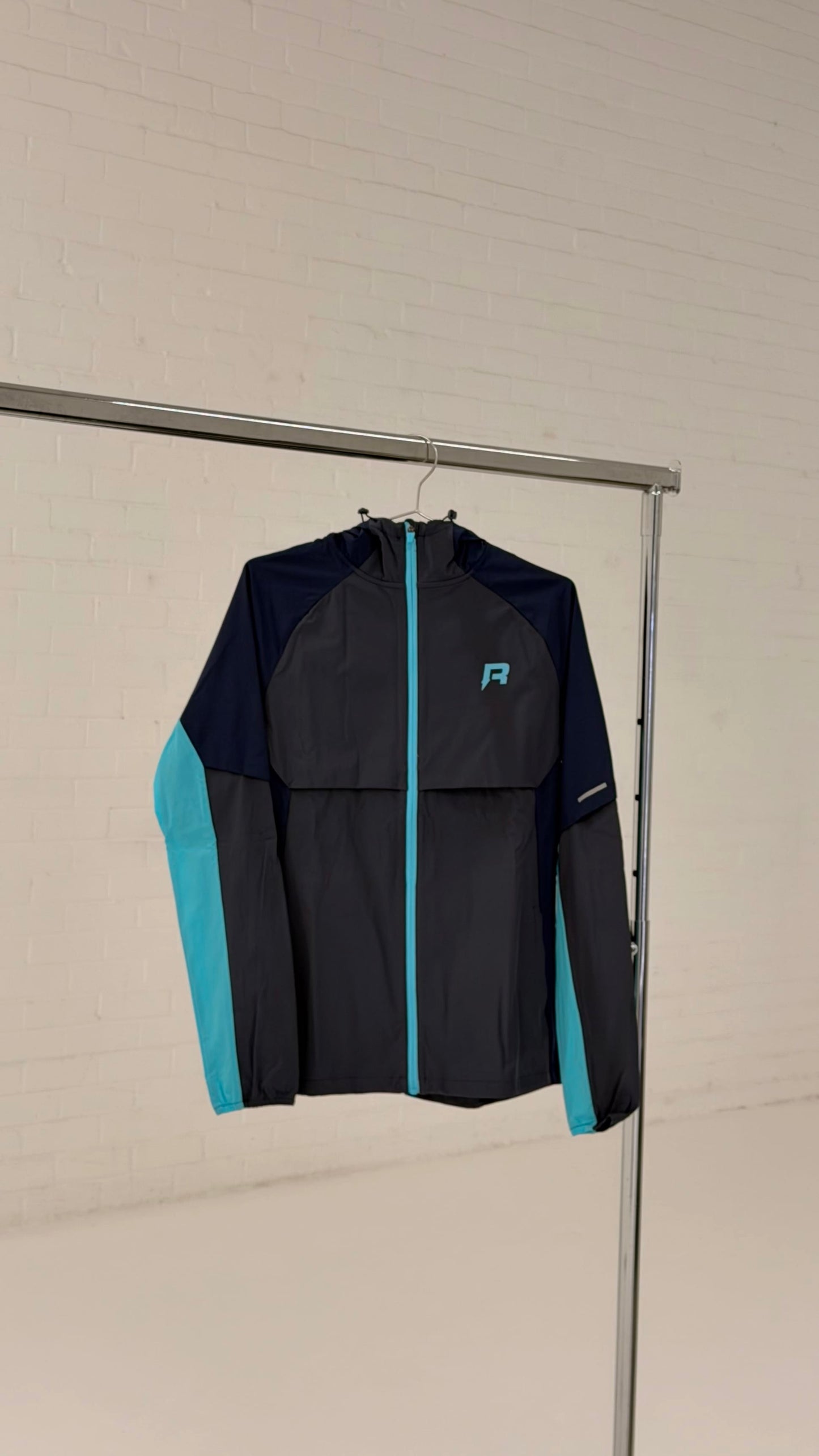 Reprimo Vortex Windbreaker Jacket 'Blue Steel Cyan' — XXS — Detail View
