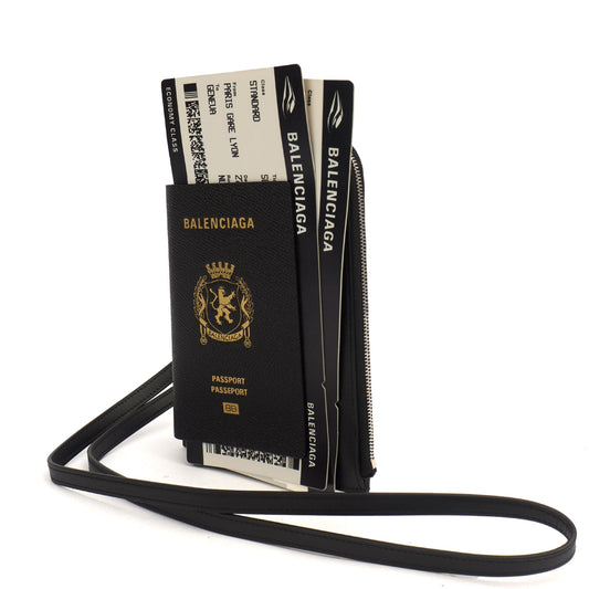 Balenciaga Bag Charm Zip Wallet in Black, Leather — Side View