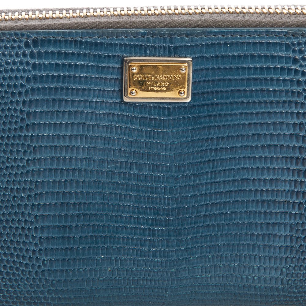 Dolce & Gabbana Purse Wallet in Blue, Exotic Effect Leather — Alternate View 12