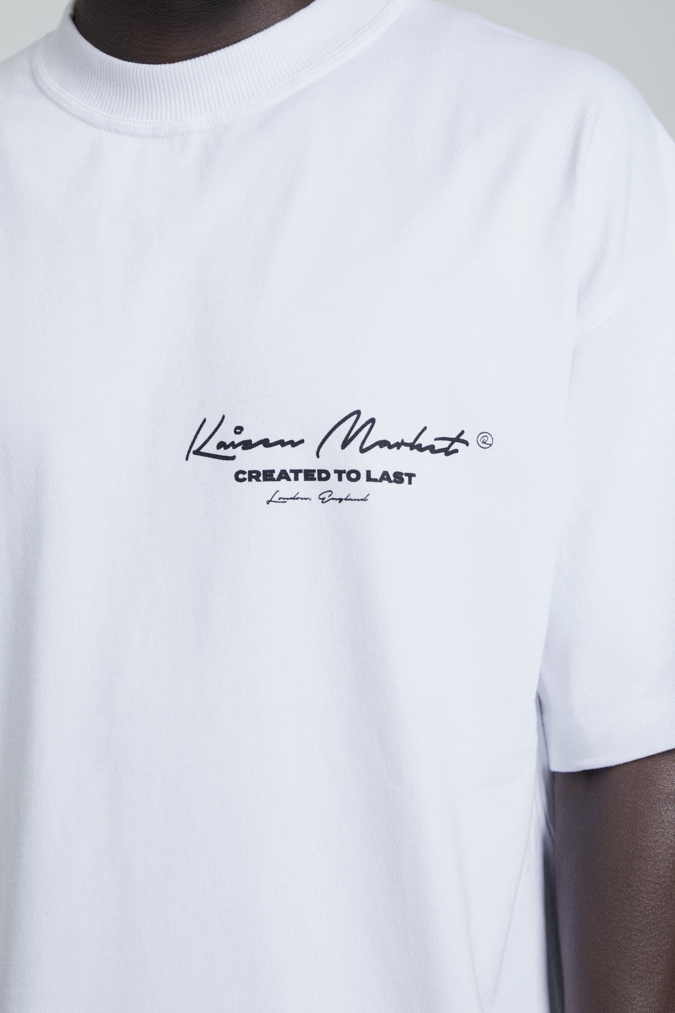 KAIZEN MARKET AUTOGRAPH TEE WHITE — SMALL — Top View