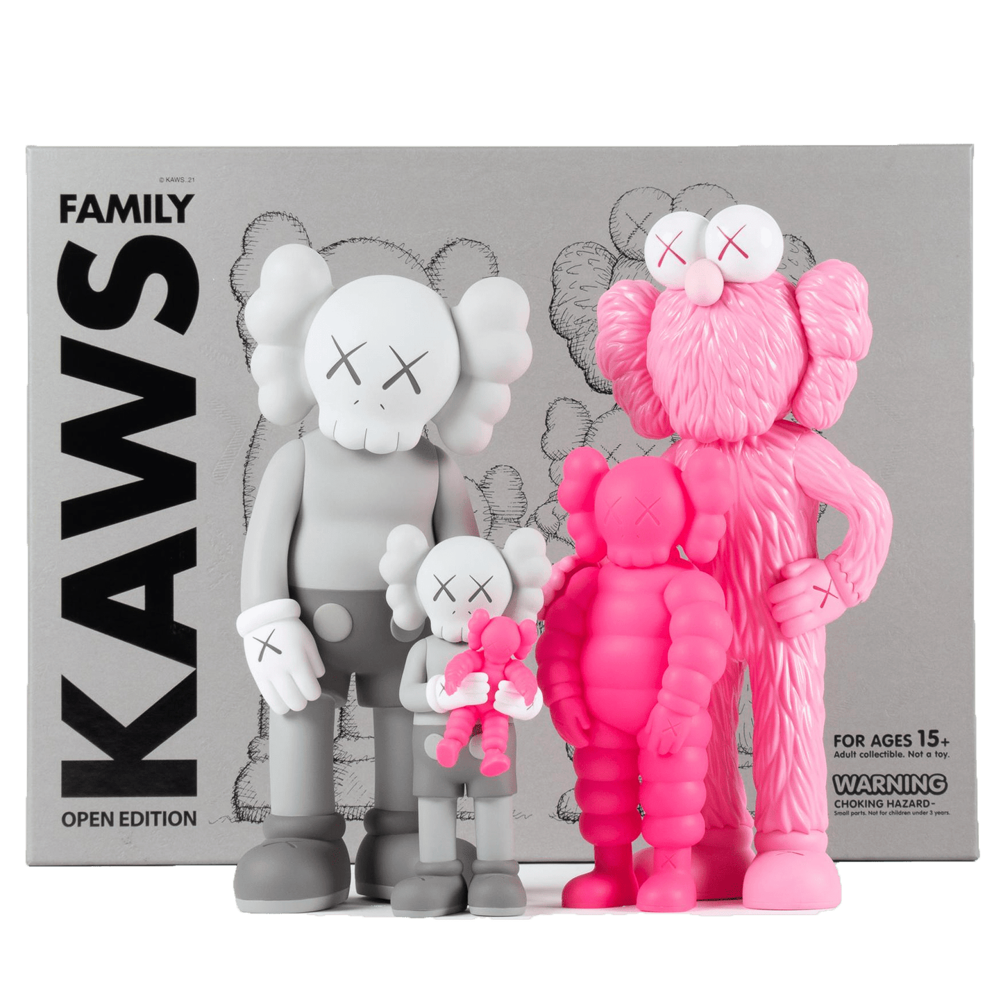 KAWS Family Vinyl Figures Grey/Pink — Side View