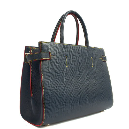 Louis Vuitton Tote Twist Tote in Blue, Epi Leather — Side View