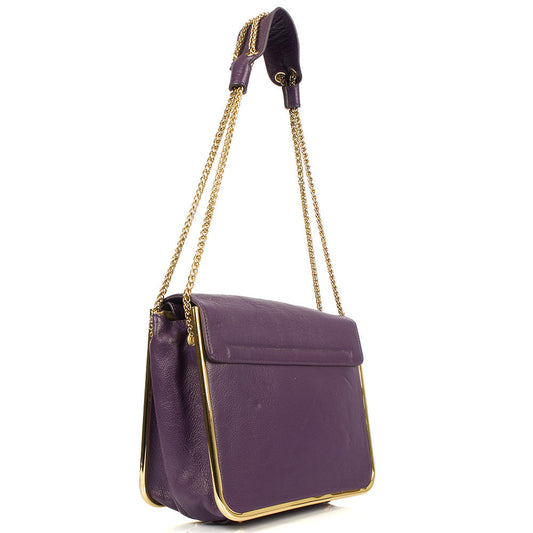 Chloe Shoulder Bag Sally - Medium in Purple, Calfskin Leather — Side View