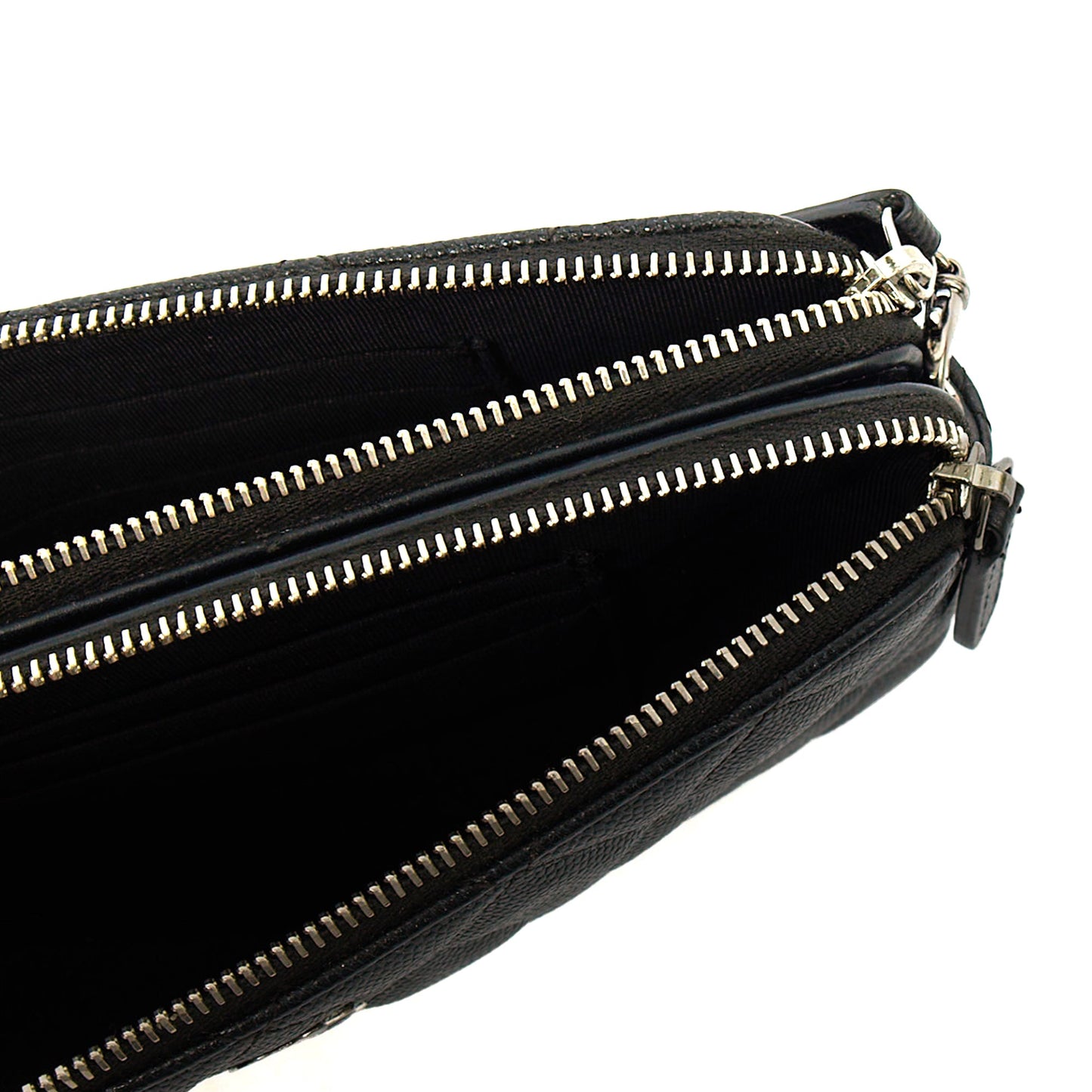 Chanel Cross Body Double Zip Crossbody in Black, Caviar Leather — Alternate View 18