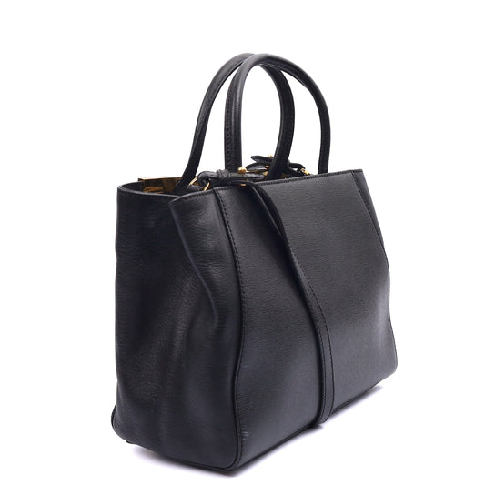 Fendi Tote 2Jour - Medium in Black, Leather — Side View