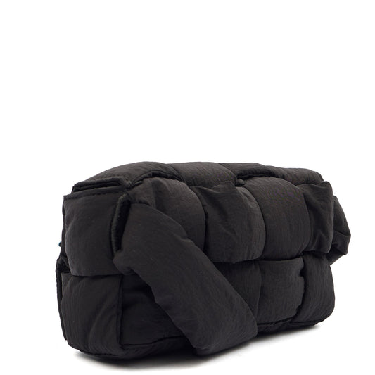 Bottega Veneta Mini Bag Padded Cassette in Black, Fabric — Side View