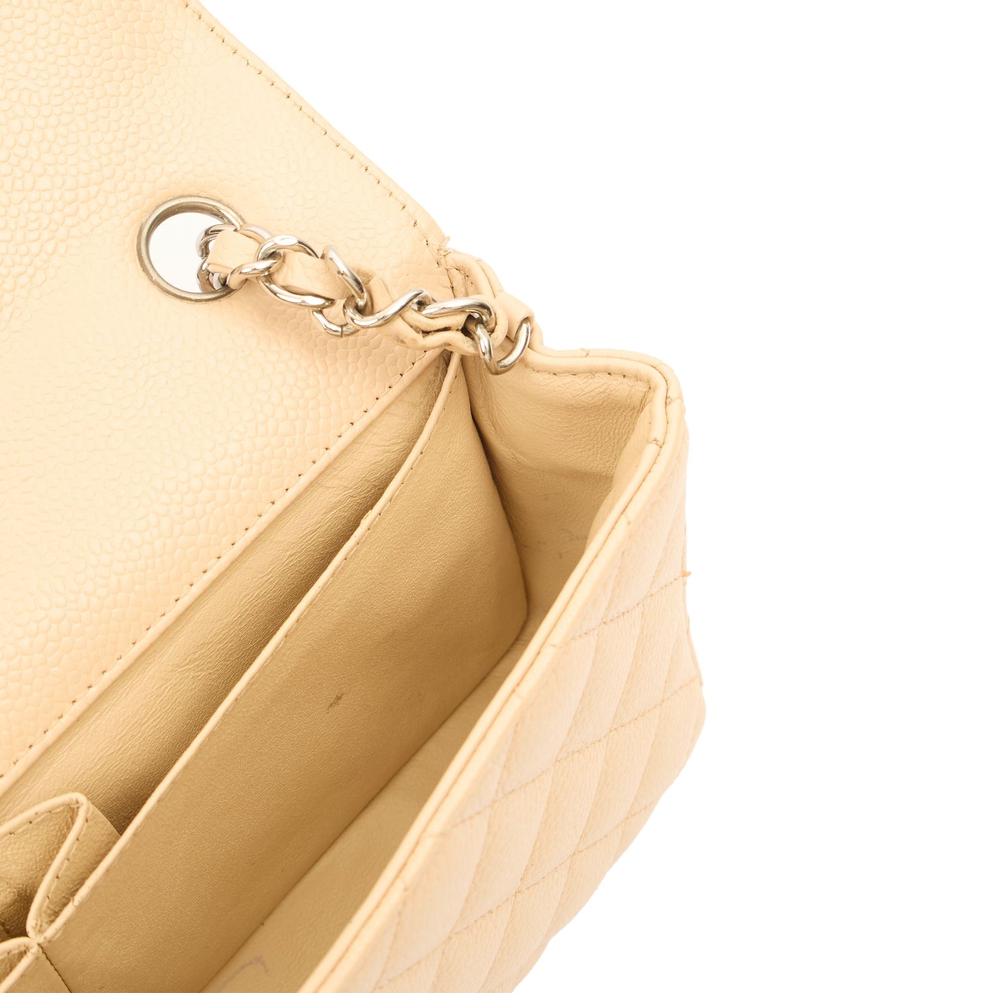 Chanel Shoulder Bag Classic - East West in Neutral, Caviar Leather — Alternate View 18