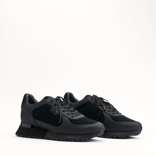 MALLET Boundary Men's Black Ripple Leather Trainers — UK 05 — Size Black — Side View