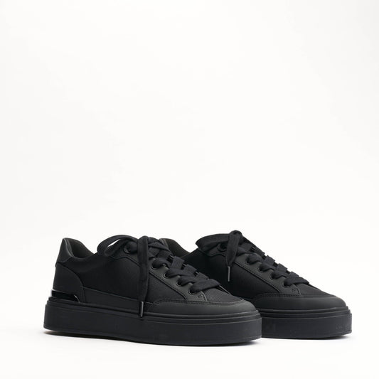 MALLET Lansbury Men's Black Leather & Nylon Trainers — UK 05 — Size Black — Side View