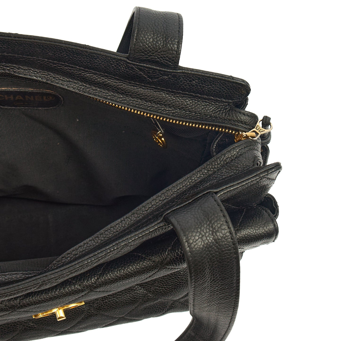 Chanel Tote Vintage Tote in Black, Caviar Leather — Alternate View 18