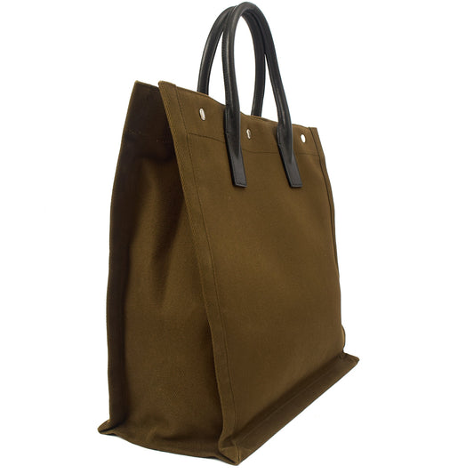 Saint Laurent Tote Rive Gauche Tote in Green, Fabric — Side View