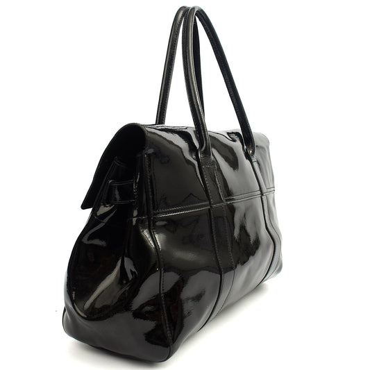Mulberry Tote Bayswater Heritage in Black, Patent Leather — Side View