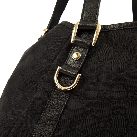 Gucci Abbey Tote in Black, GG Canvas — Side View