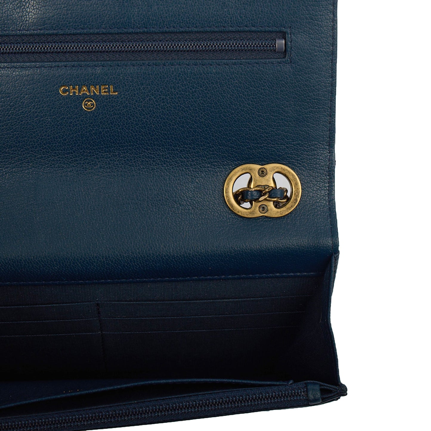 Chanel Cross Body Wallet on Chain in Blue, Patent Leather — Alternate View 10