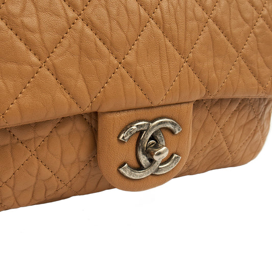 Chanel Shoulder Bag Flap Bag in Brown, Calfskin Leather — Side View