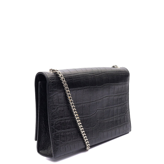 Saint Laurent Cross Body Kate Small Tassel in Black, Exotic Effect Leather — Side View