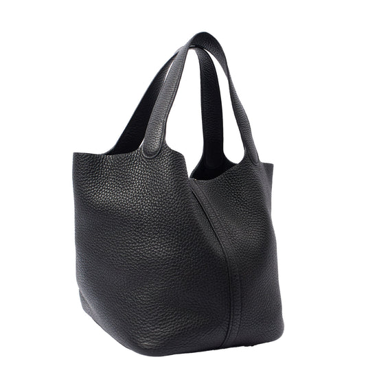 Hermes Picotin 22 in Black, Clemence Leather — Side View