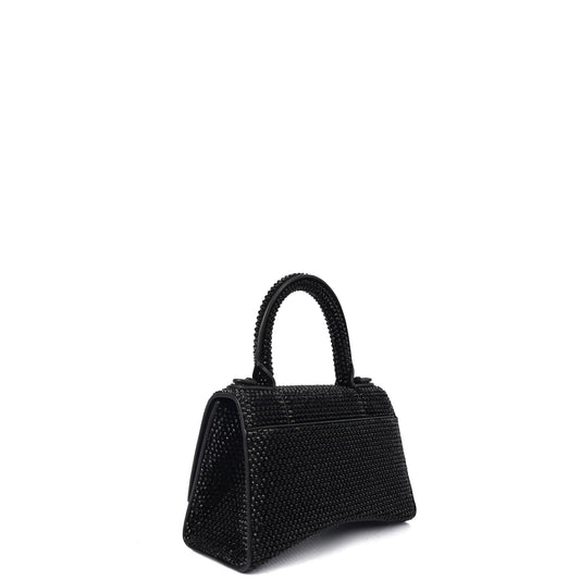 Balenciaga Tote Hourglass Top Handle Small in Black, Fabric — Side View