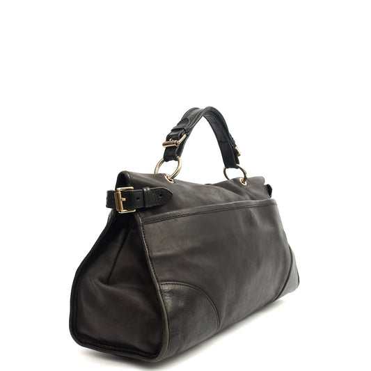 Mulberry Tote Taylor Satchel in Black, Calfskin Leather — Side View