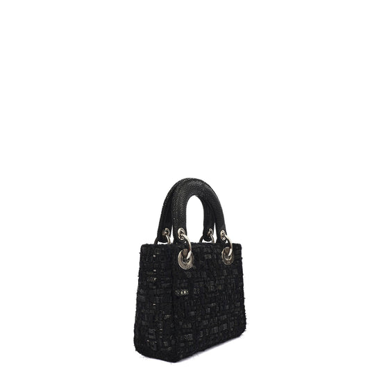 Christian Dior Top Handle Lady Dior - Mini in Black, Alligator Leather — Side View